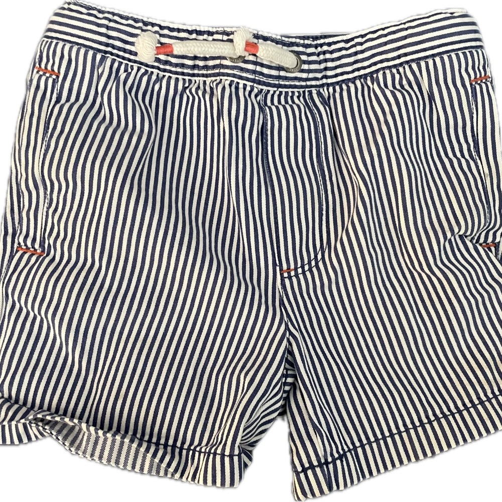 Mini Boden Striped Blue and White Shorts